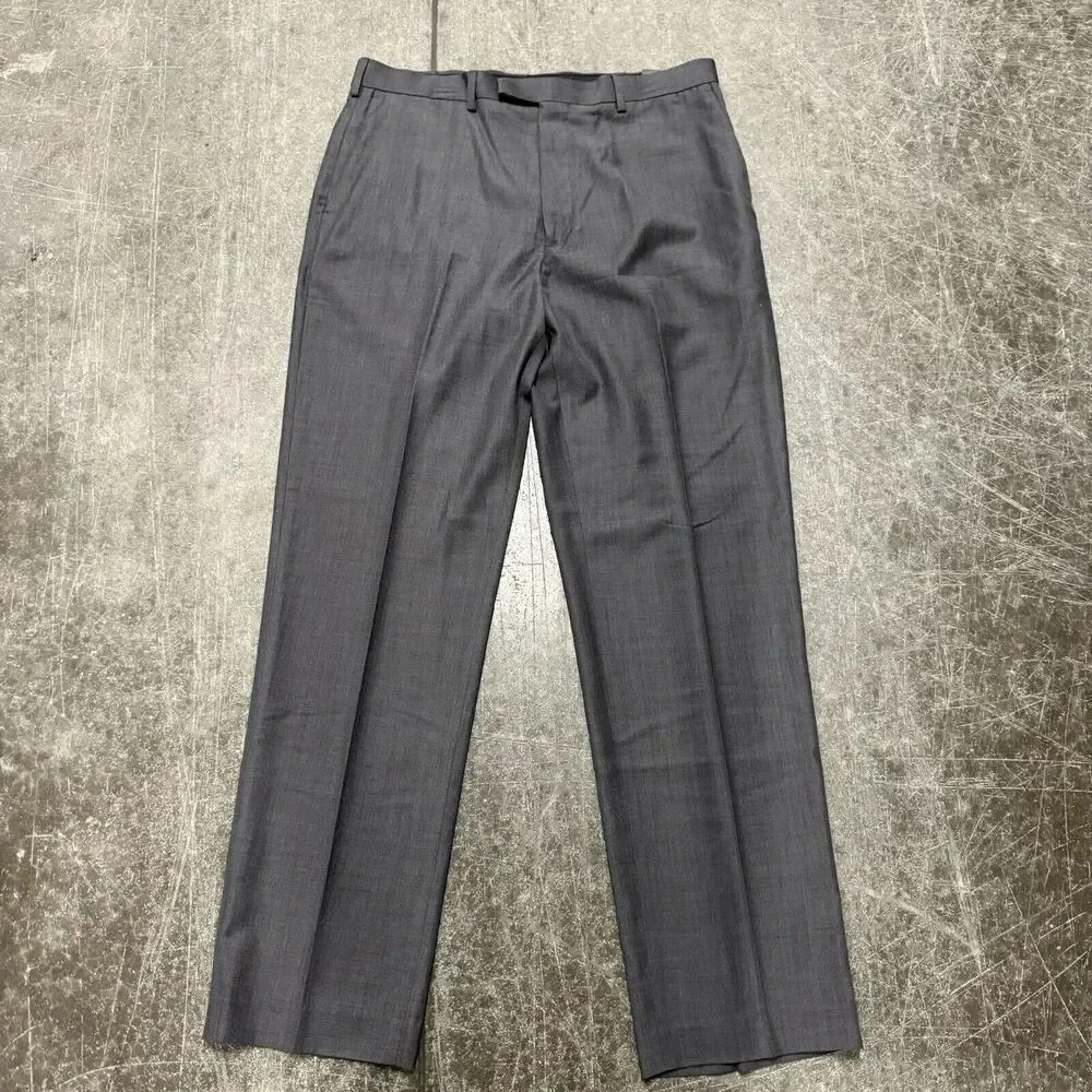 New AXIST Flat Front Straight Formal Dress Slacks Pants Men’s Size 36 X 34 Gray